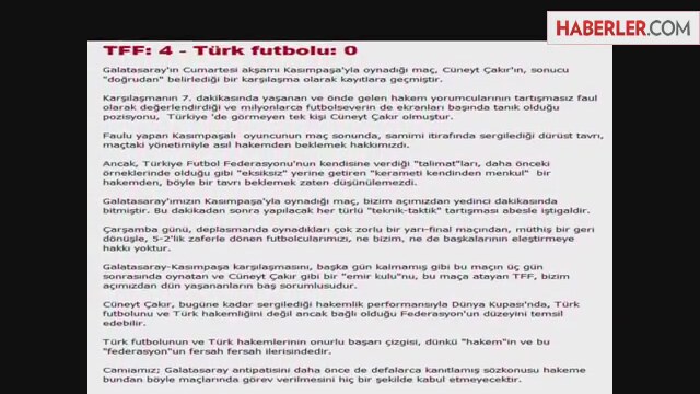 Galatasaray'dan Açıklama TFF 4 - Türk Futbolu 0